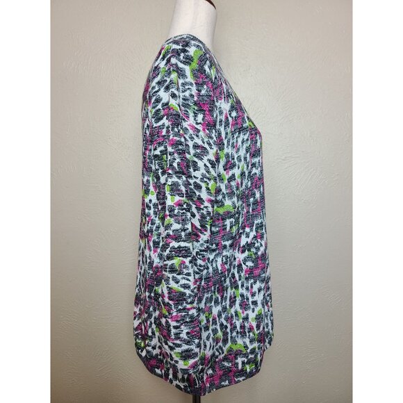 A la carte WOmens Cardigan Multicolor White Purple Green Size XL A440 - Picture 4 of 8